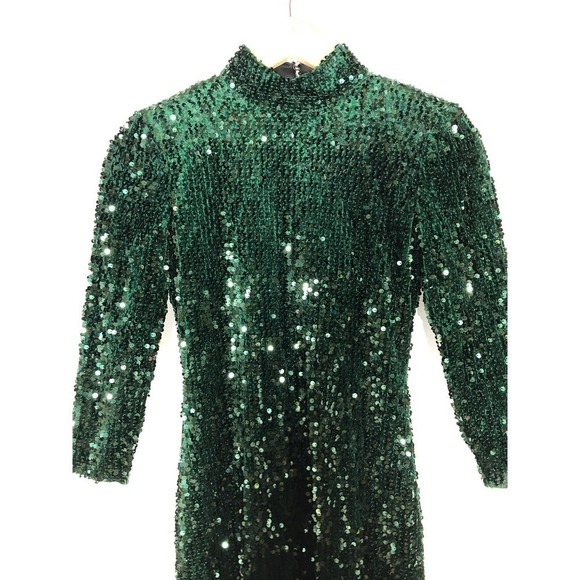 Donna Morgan Sequin Dress Sheath Green 2 - Picture 3 of 10